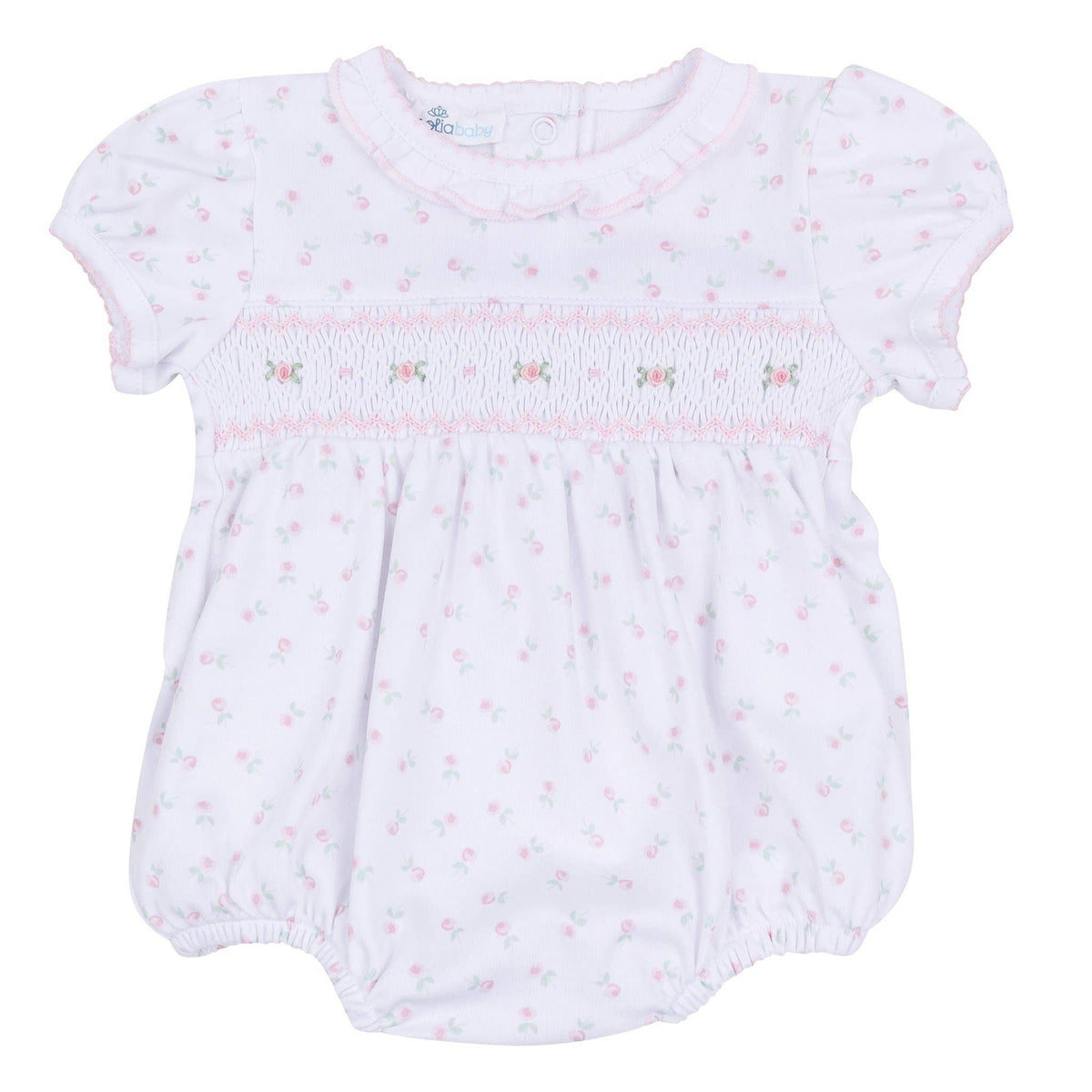 Juliette's Classics Smocked Print Short Sleeve Bubble