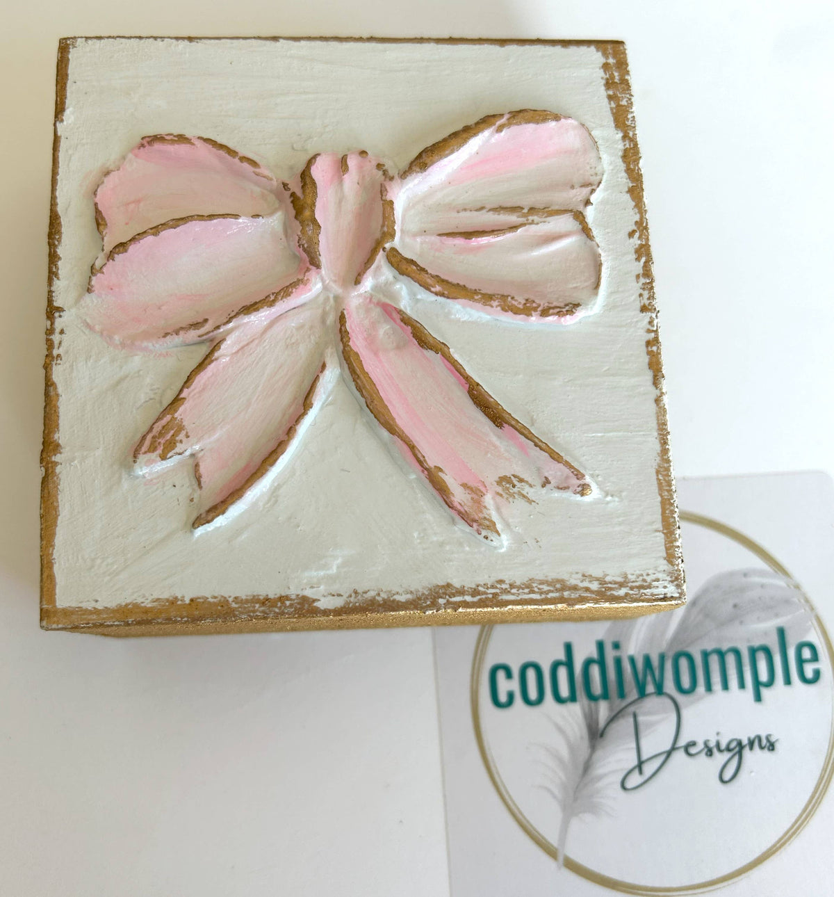 Pink bow mini block | floral Easter Spring baby nursery