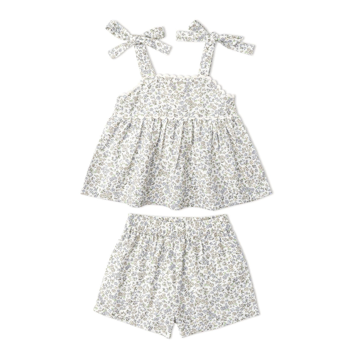 Organic Tie Up Top & Shorts Set - Tulle Floral