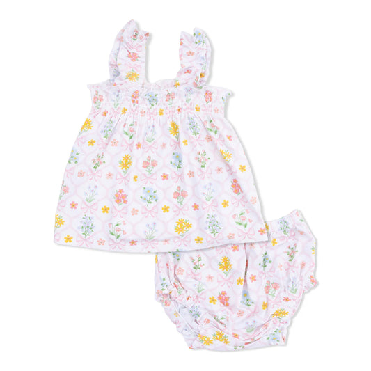 Spring Blooms Bow Trellis  Ruffly Strap Top and Bloomer