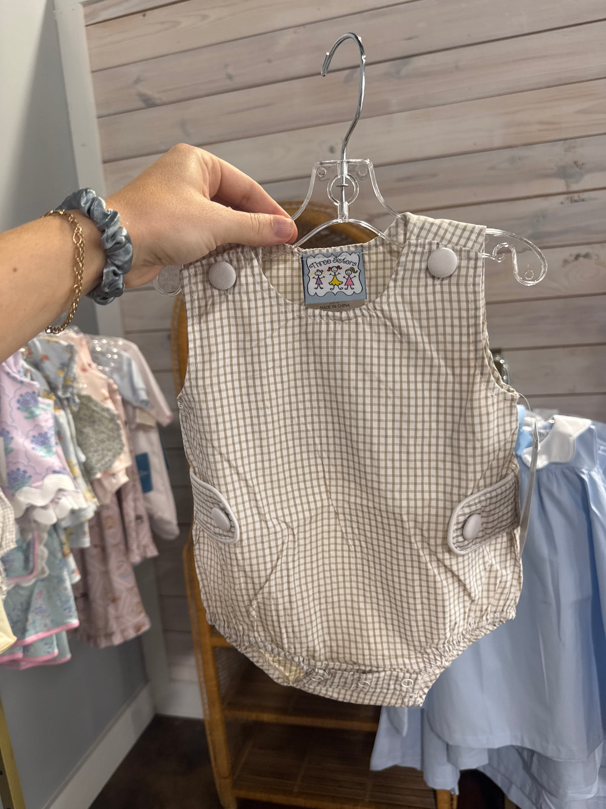 Khaki Windowpane Boys' Bubble