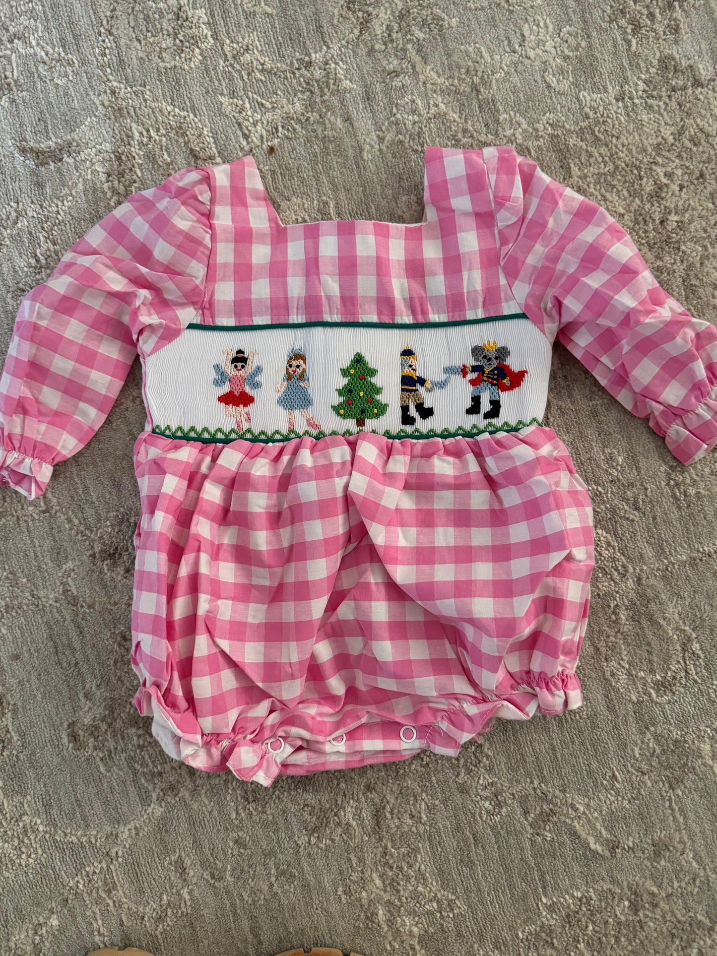 Hand Smocked Pink Christmas Bubble