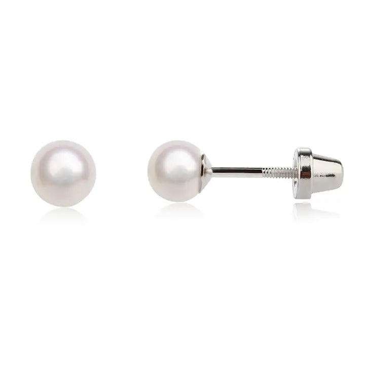 Screw back white earrings