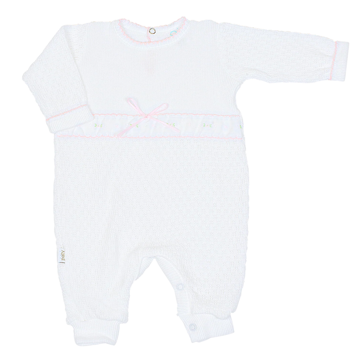Paty Knit Romper with Swiss Floral Trim
